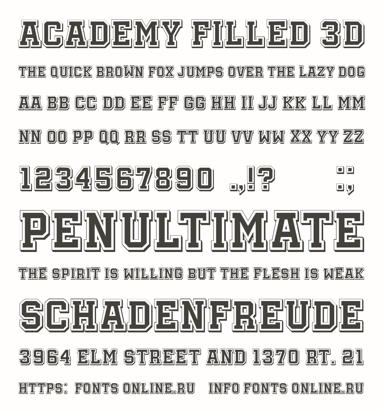 Academy Filled 3d Font