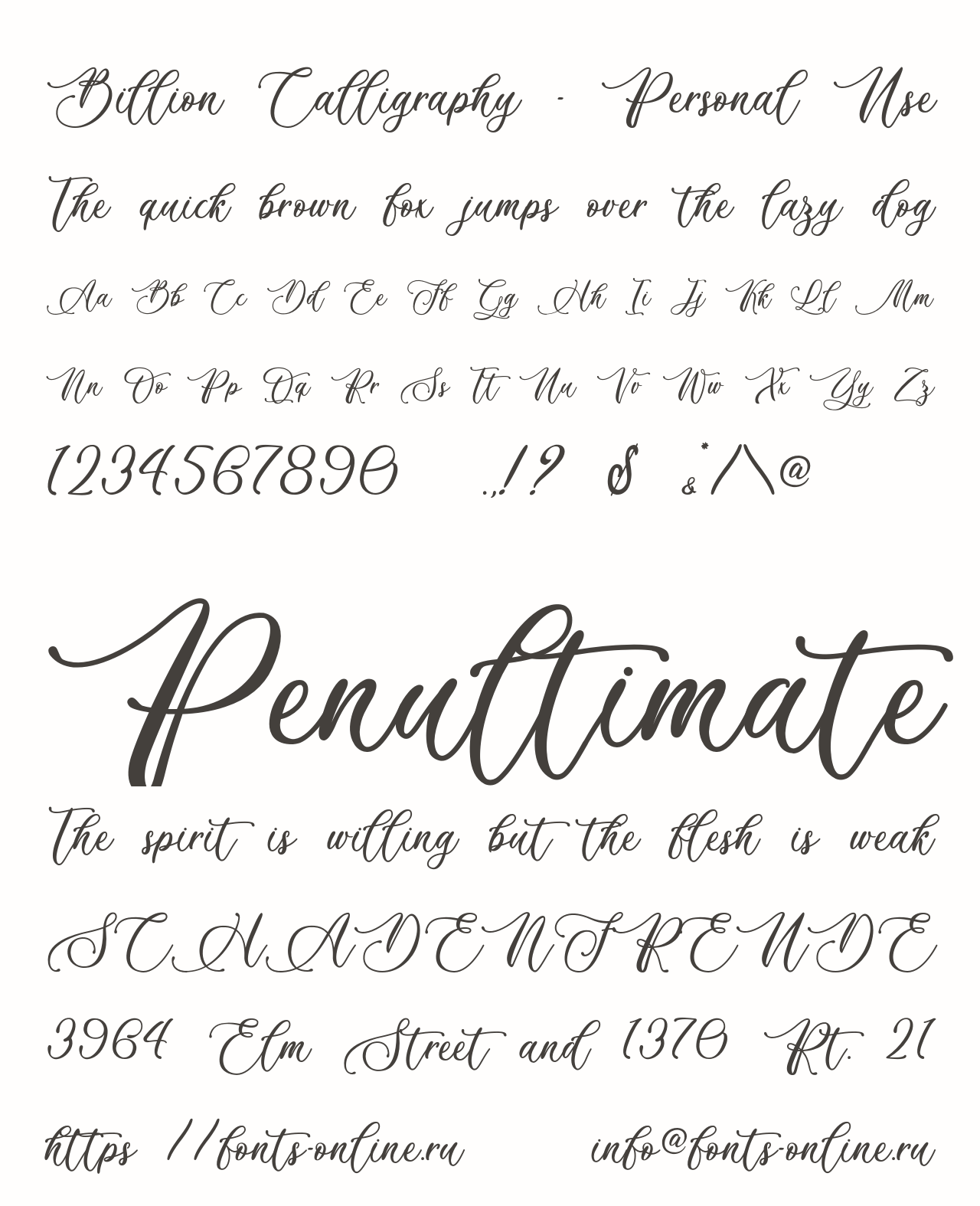 Billion Calligraphy - Personal Use font