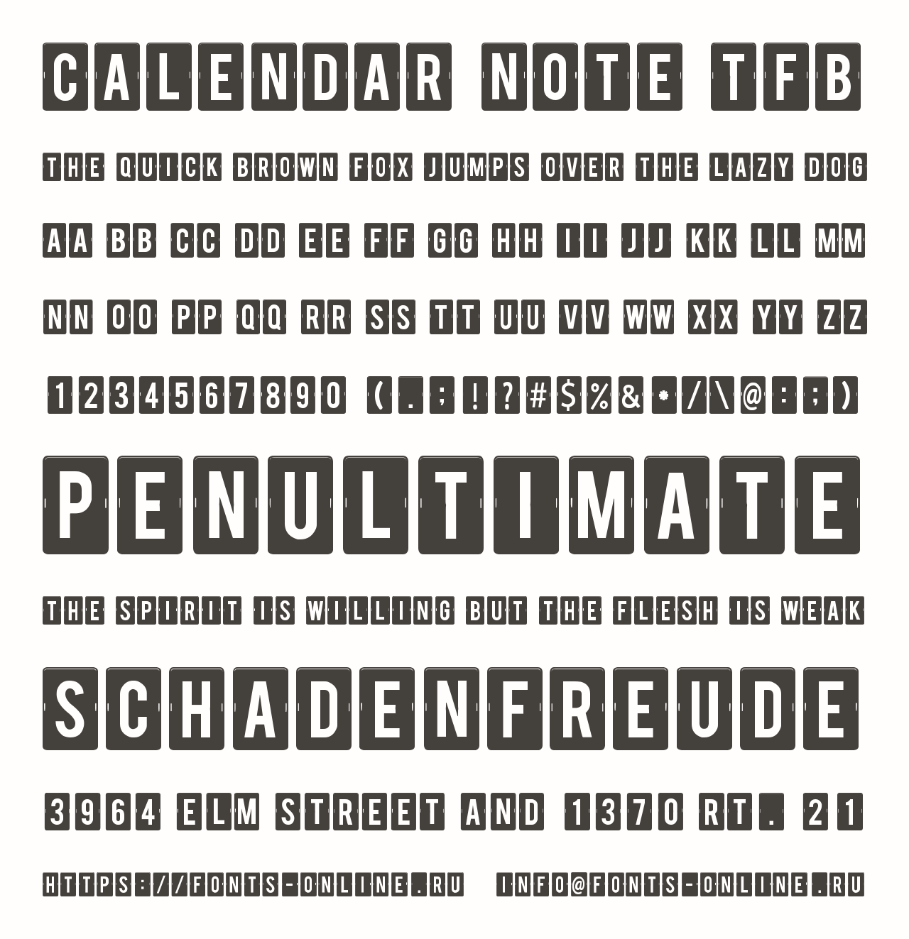 calendar note tfb font