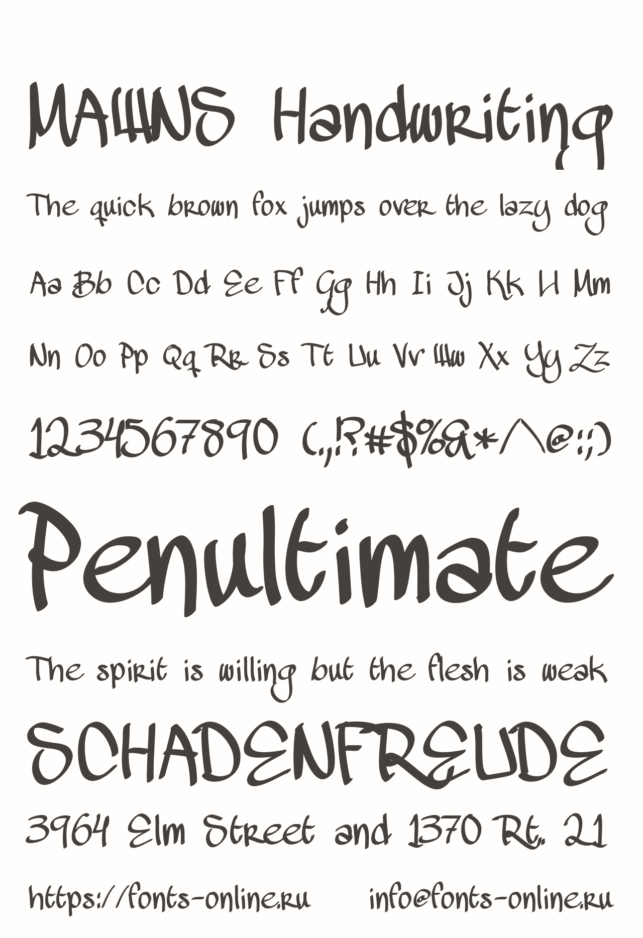 MAWNS Handwriting font