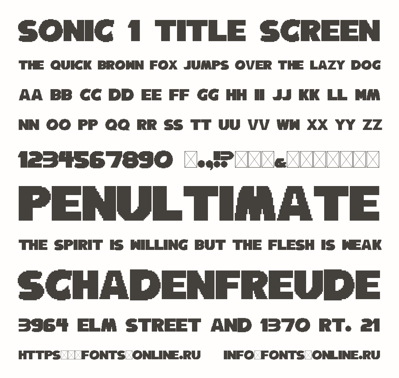 Font Sonic 1 Title Screen