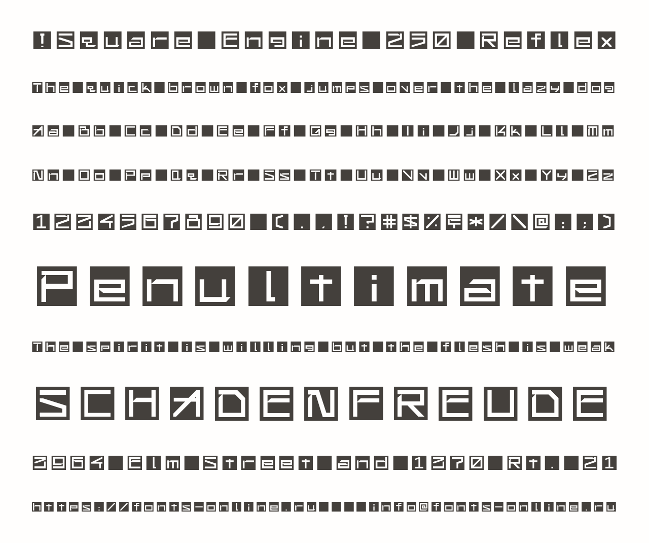 !Square Engine 250 Reflex font